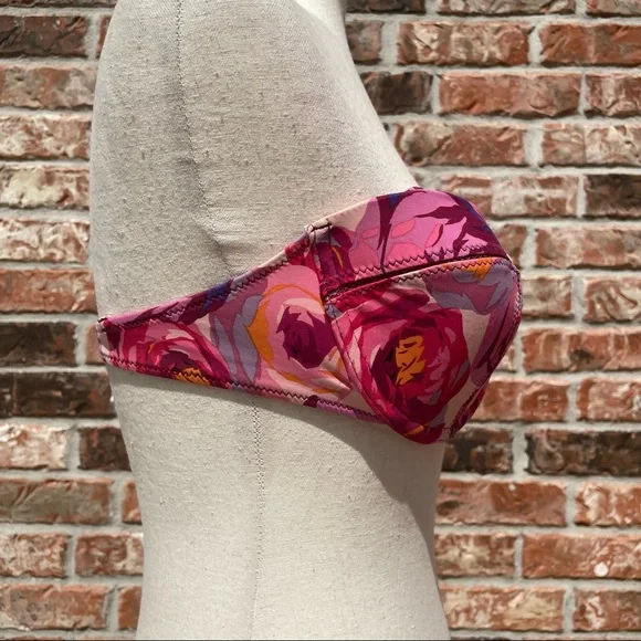 Nanette Lepore pink floral print strapless bikini top / L / Excellent condition - Picture 7 of 17